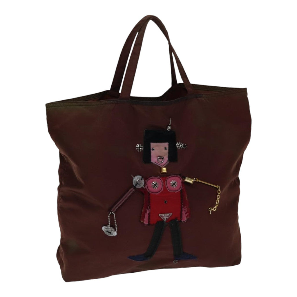 PRADA robot Hand Bag Nylon Brown bs17789