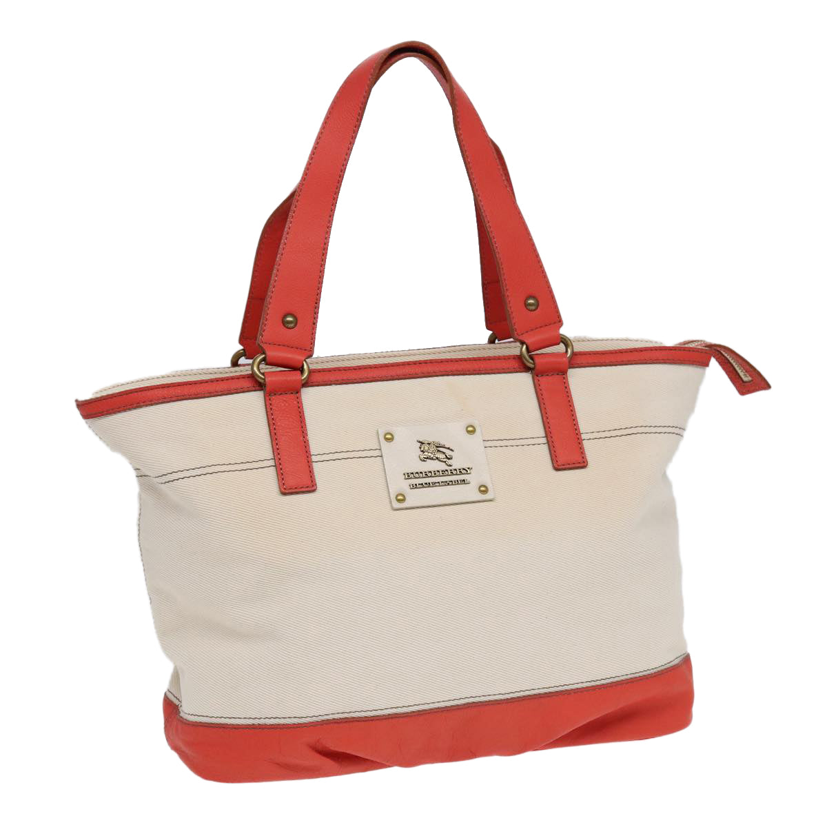 BURBERRY Blue Label Tote Bag Canvas White Orange bs17936