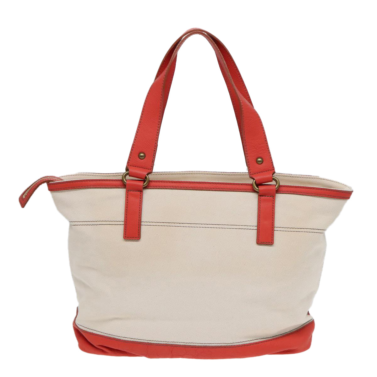 BURBERRY Blue Label Tote Bag Canvas White Orange bs17936