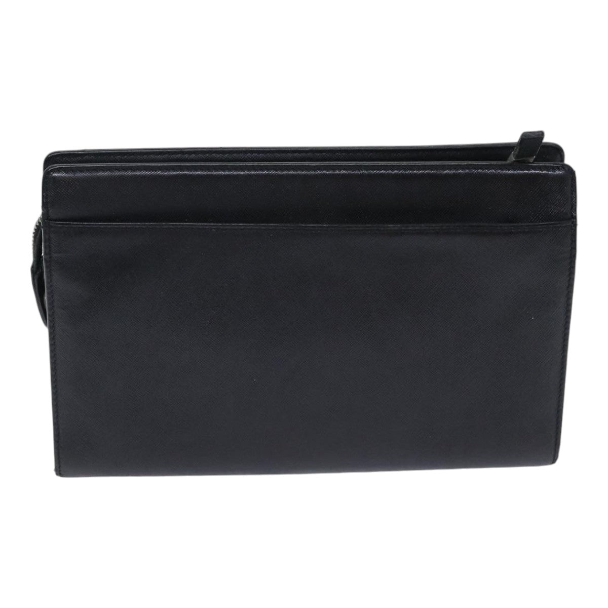 BURBERRY Clutch Bag Leather Black Silver bs17954