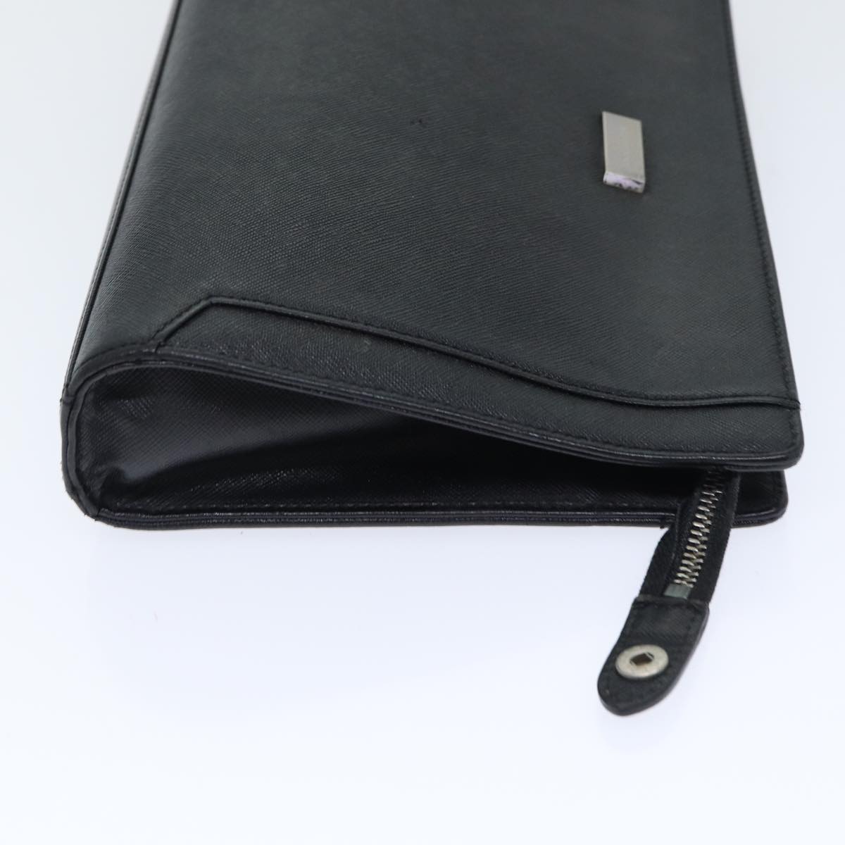 BURBERRY Clutch Bag Leather Black Silver bs17954