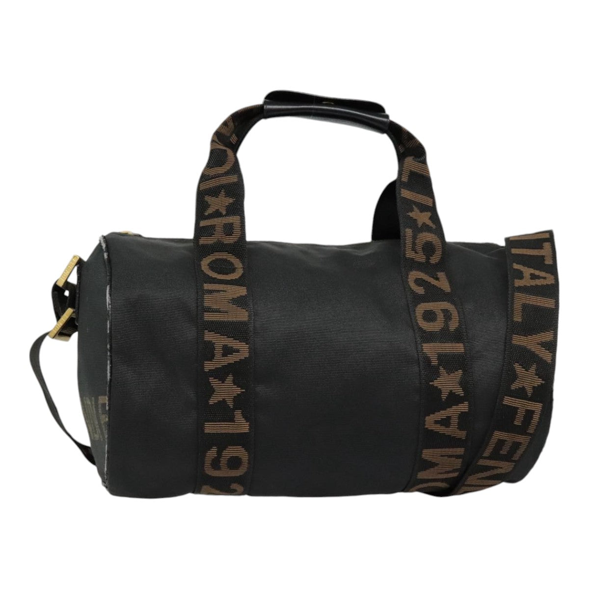 FENDI Boston Bag Nylon 2way Black Gold bs18016