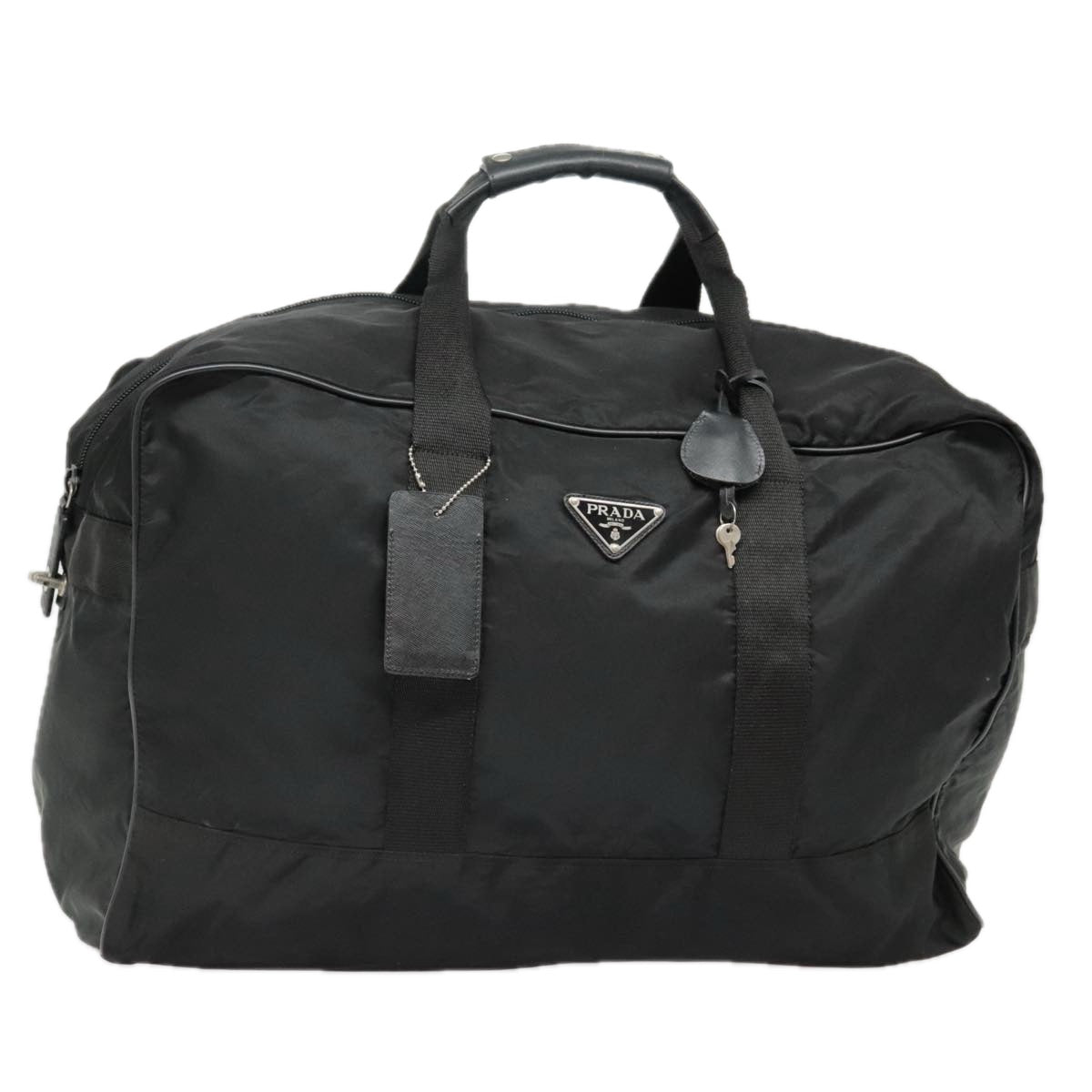 PRADA Boston Bag Nylon Black Silver bs18030