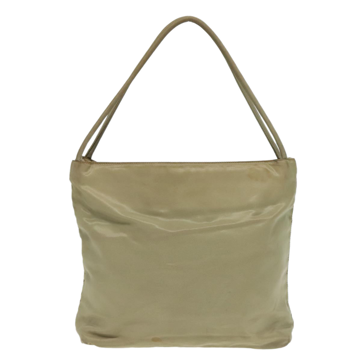PRADA Tote Bag Nylon Beige Silver bs18439