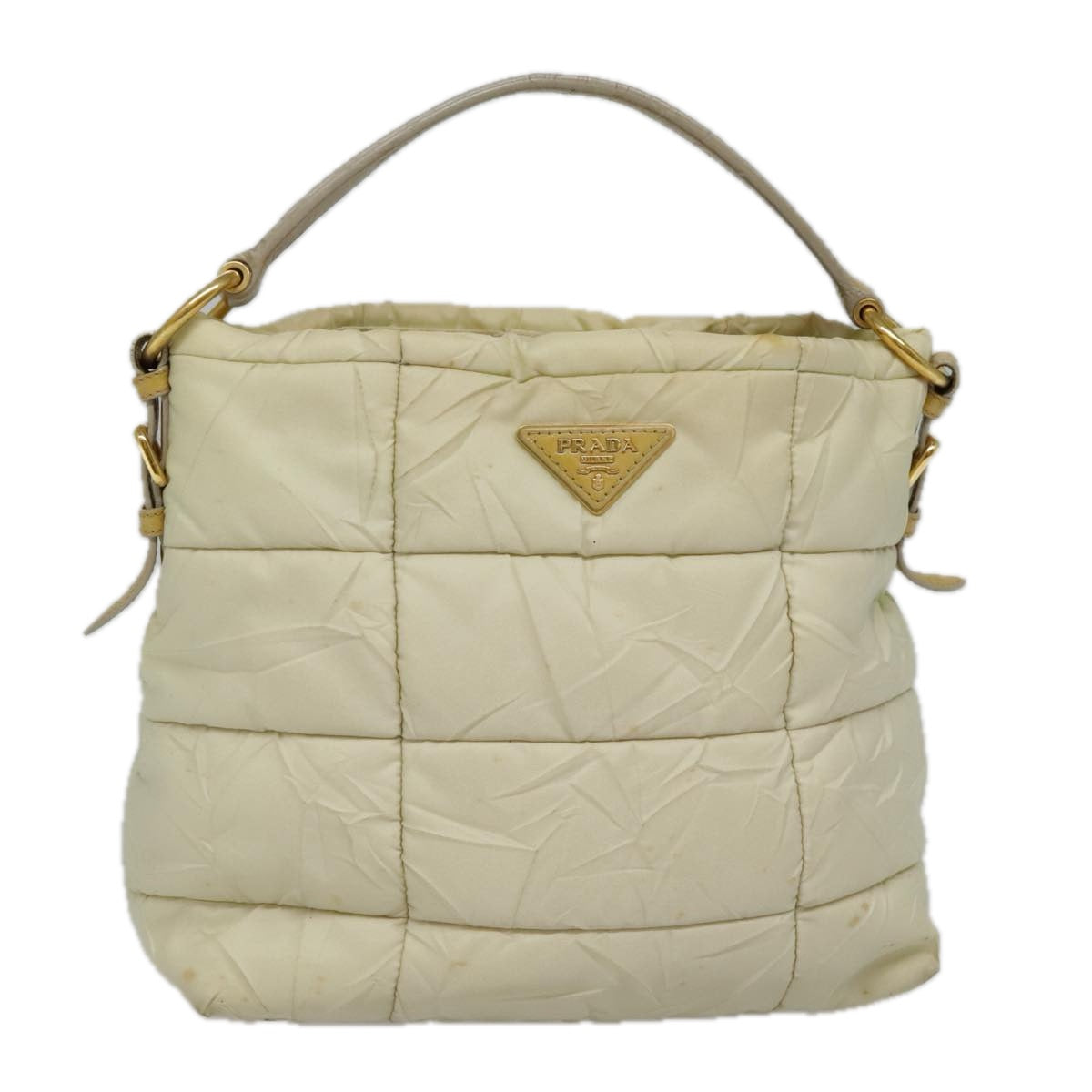 PRADA Hand Bag Nylon Beige Gold bs18507