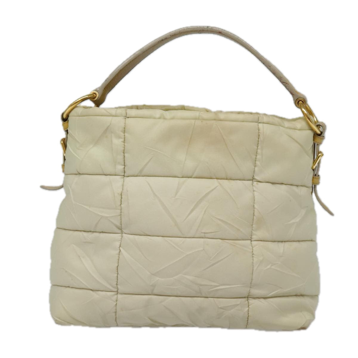 PRADA Hand Bag Nylon Beige Gold bs18507