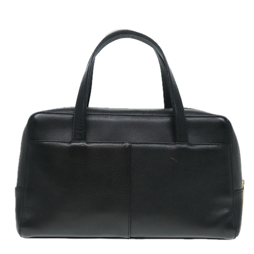 BURBERRY Hand Bag Leather Black Gold bs18522