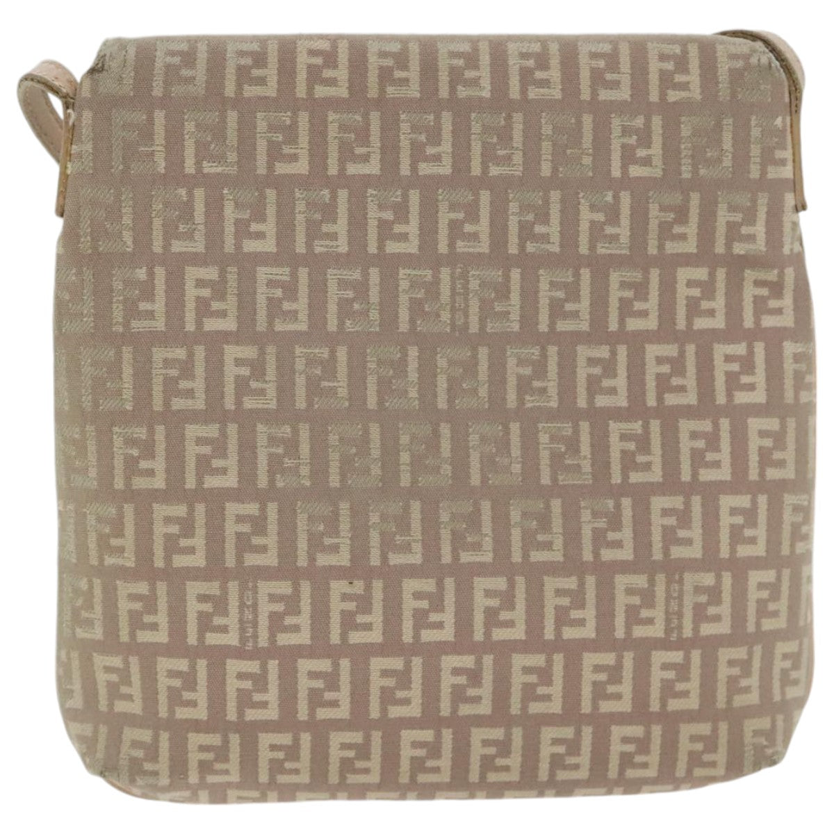 FENDI Zucchino Canvas Shoulder Bag Beige Gold bs18891