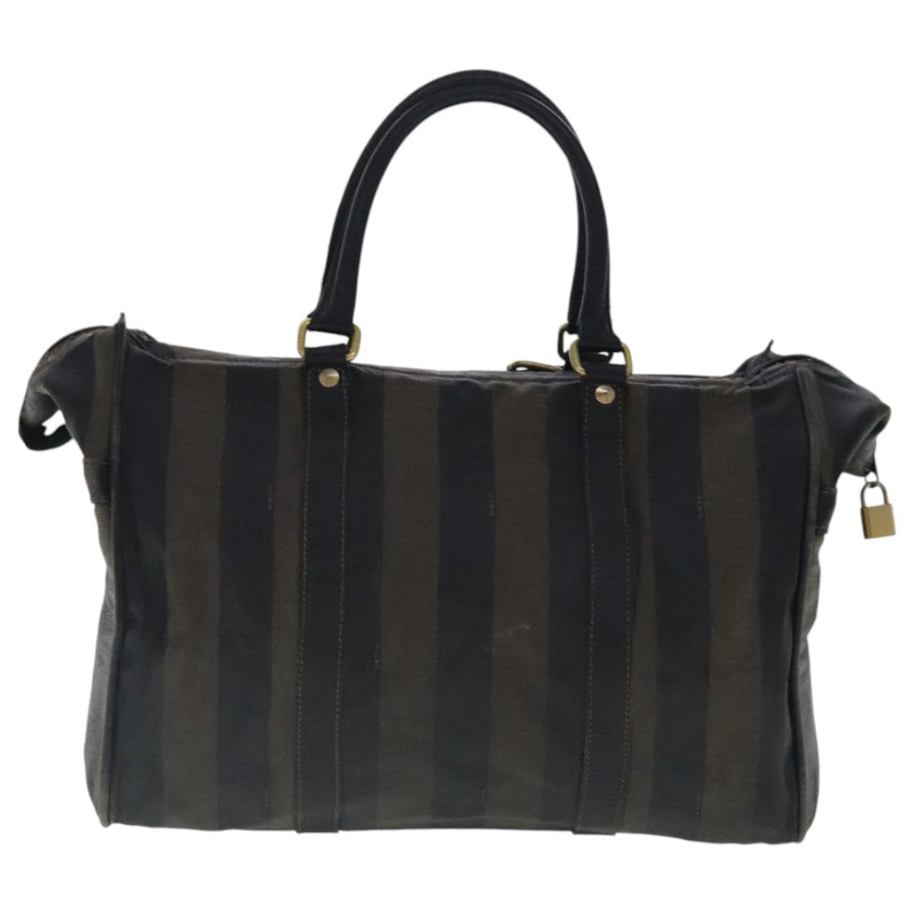 FENDI Pecan Canvas Boston Bag Brown Black gold bs19073