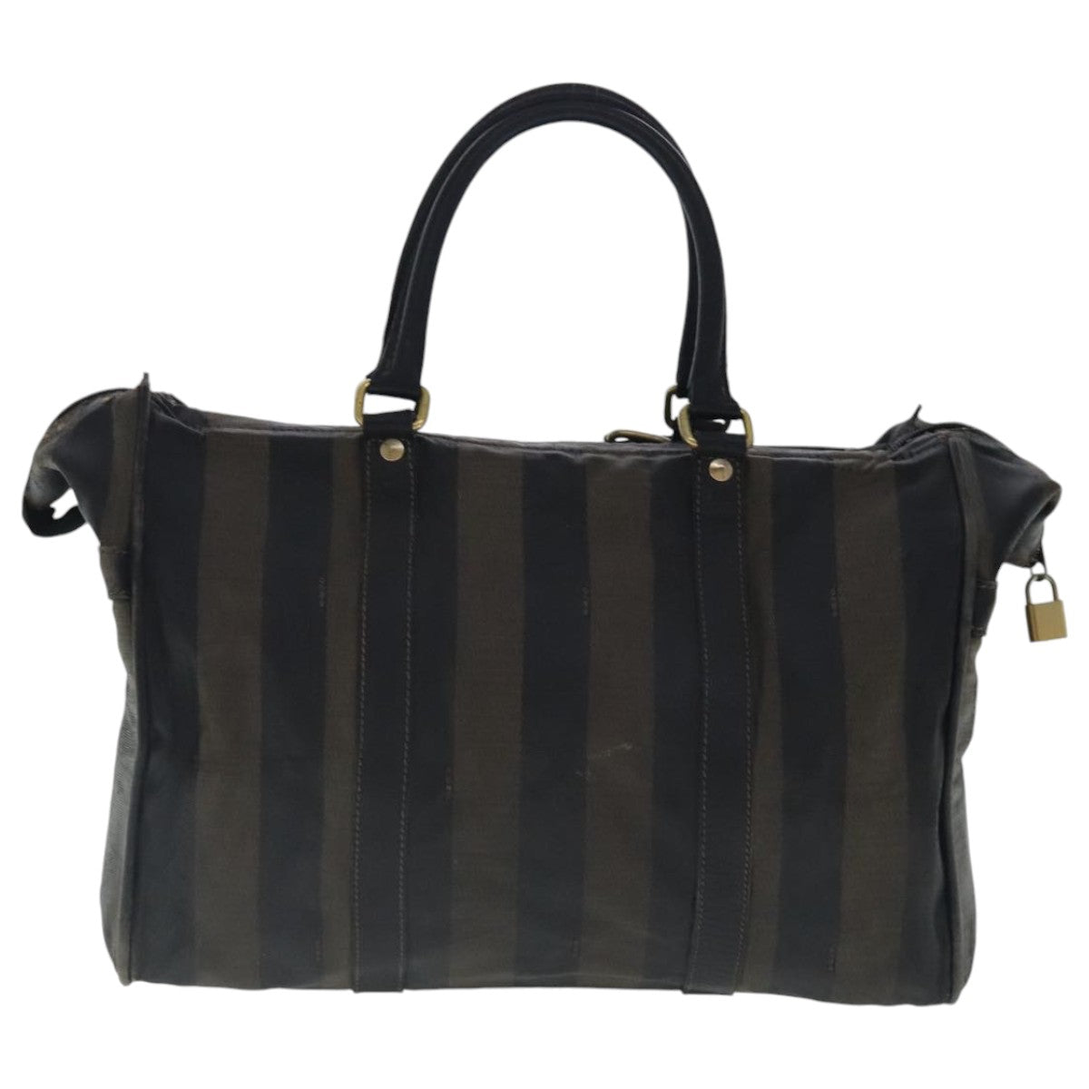 FENDI Pecan Canvas Boston Bag Brown Black gold bs19073