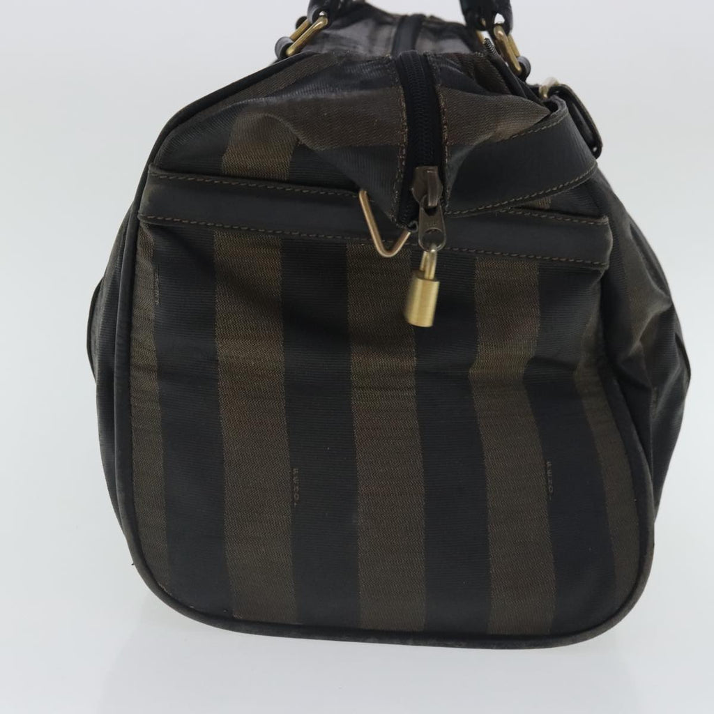 FENDI Pecan Canvas Boston Bag Brown Black gold bs19073