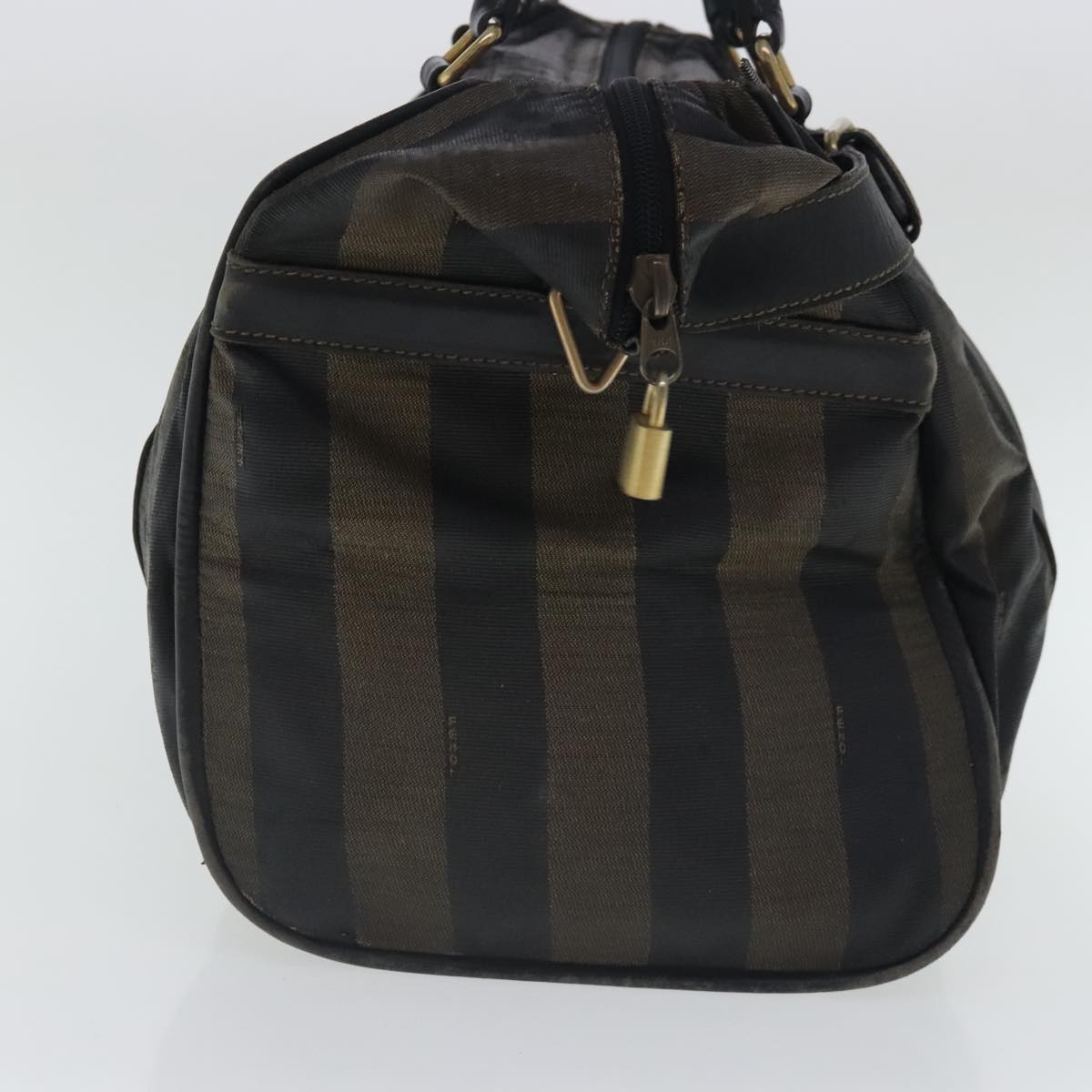 FENDI Pecan Canvas Boston Bag Brown Black gold bs19073