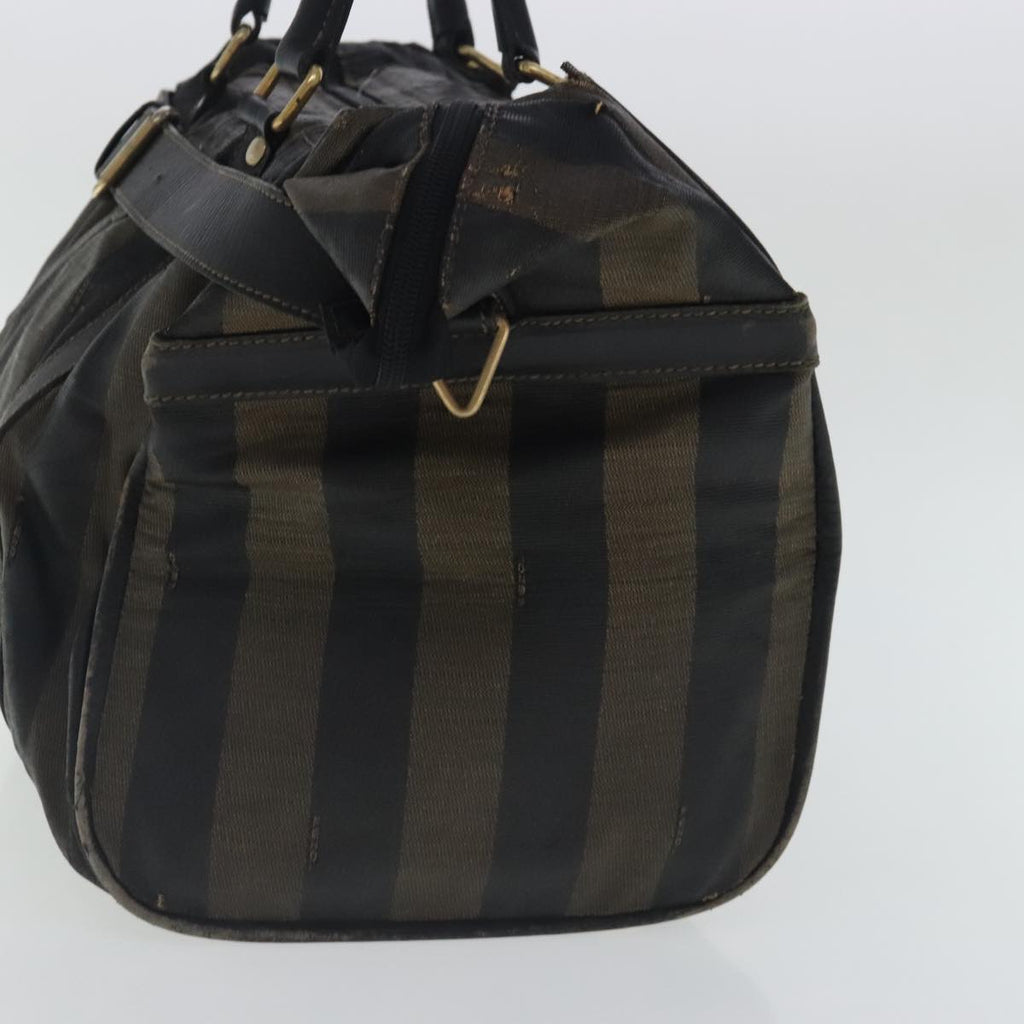 FENDI Pecan Canvas Boston Bag Brown Black gold bs19073