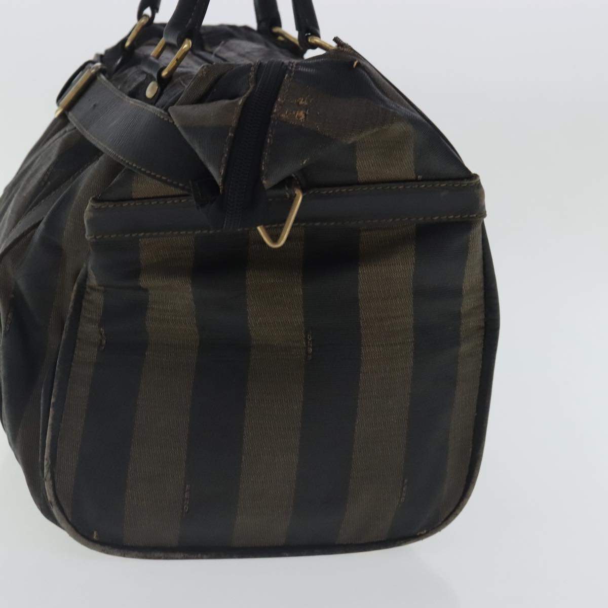 FENDI Pecan Canvas Boston Bag Brown Black gold bs19073