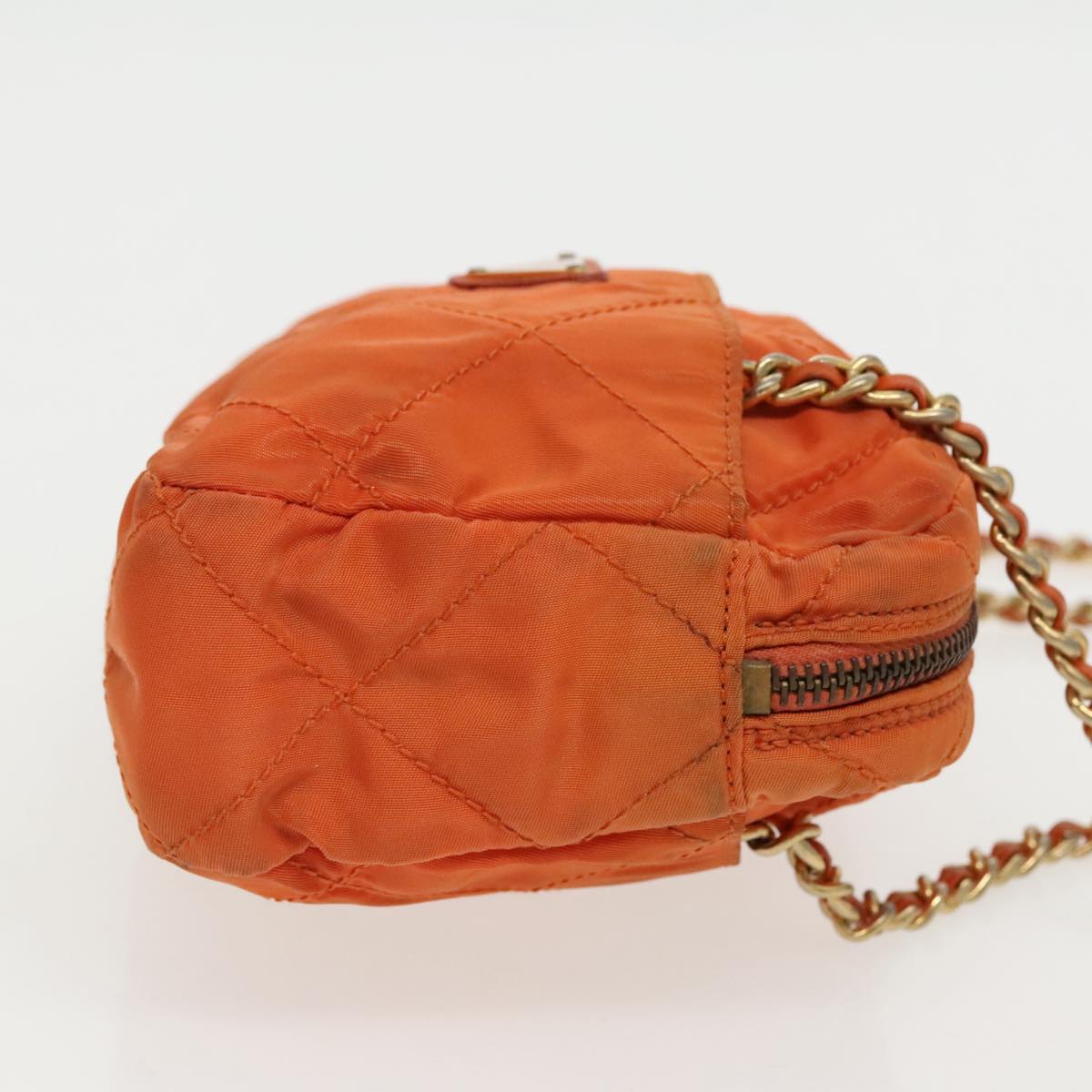 PRADA Chain Shoulder Bag Nylon Orange Gold bs19312