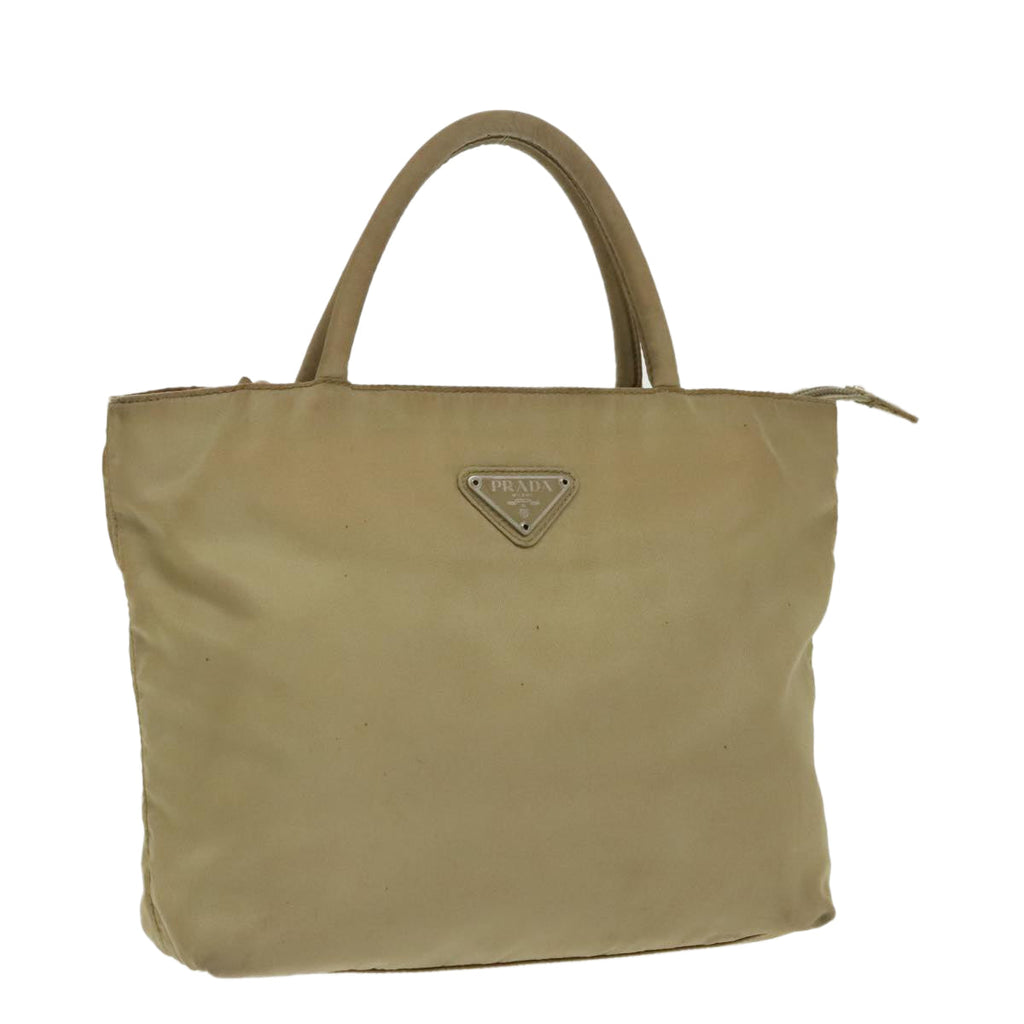 PRADA Tote Bag Nylon Beige Silver bs19437