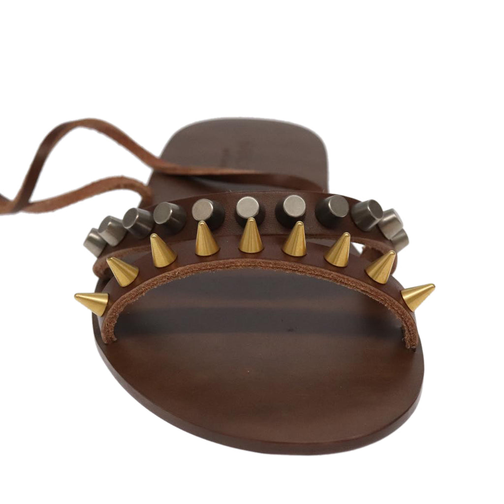 GUCCI Sandals Wood Metal 6 1/2 Brown Gold Silver 563515 bs19479V