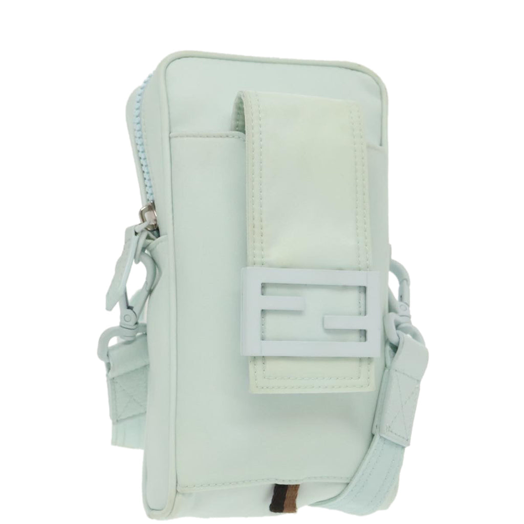 FENDI Shoulder Bag Nylon Light Blue Silver bs19694