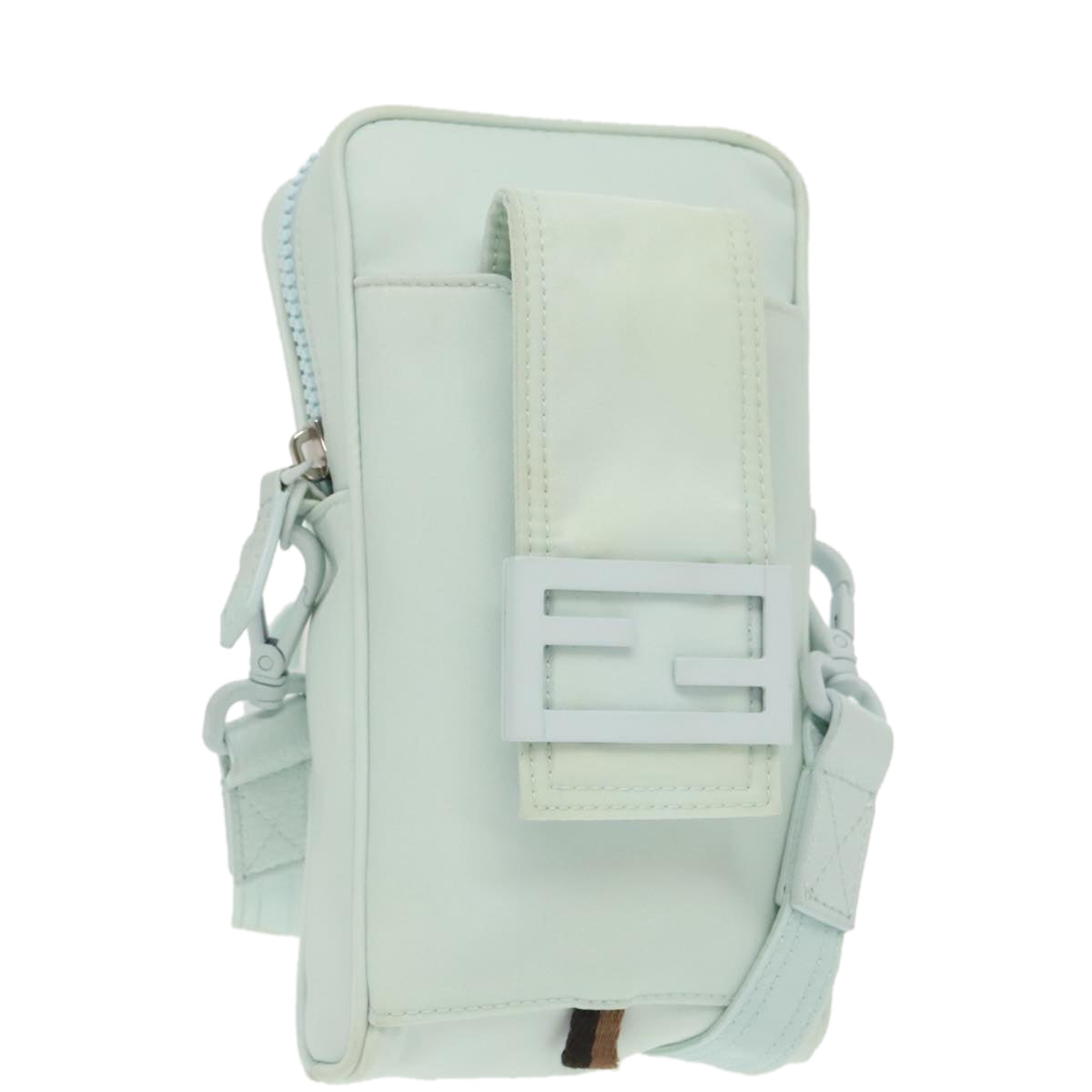 FENDI Shoulder Bag Nylon Light Blue Silver bs19694