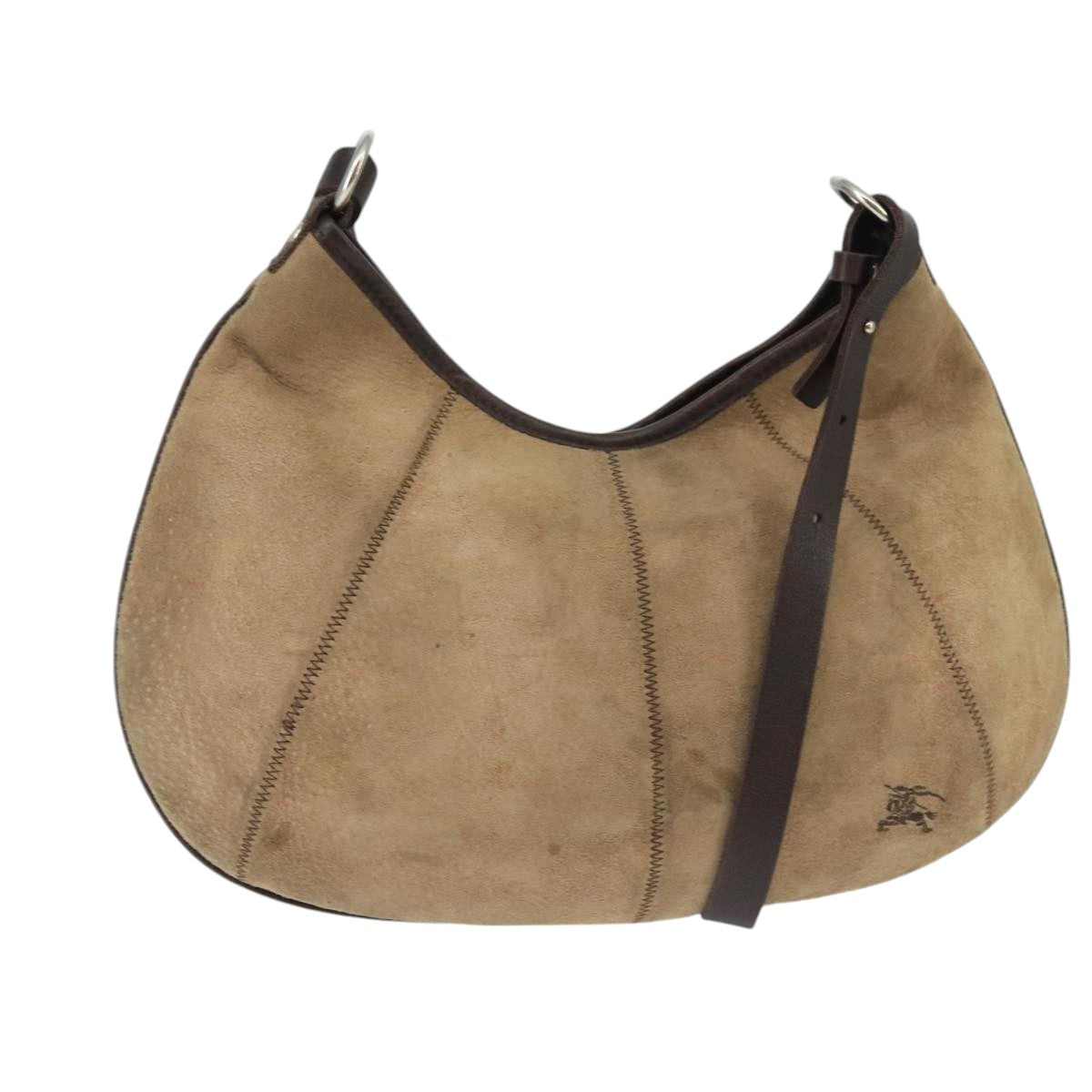 BURBERRY Blue Label Shoulder Bag Suede Brown Silver bs20013