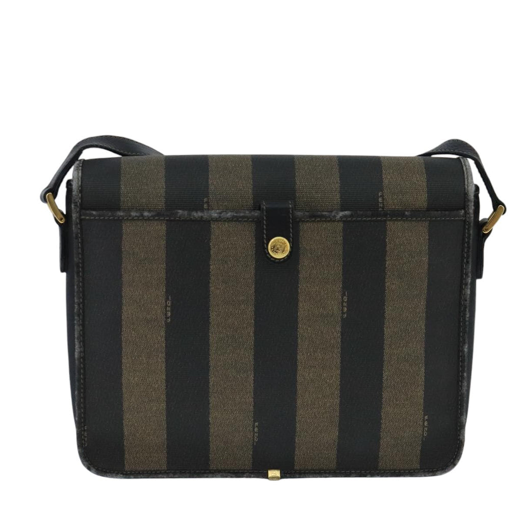 FENDI Pecan Canvas Shoulder Bag Brown Black bs20143
