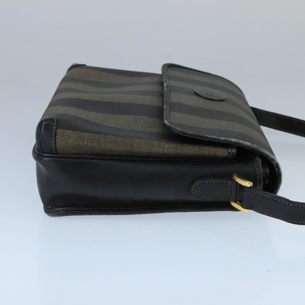 FENDI Pecan Canvas Shoulder Bag Brown Black bs20143