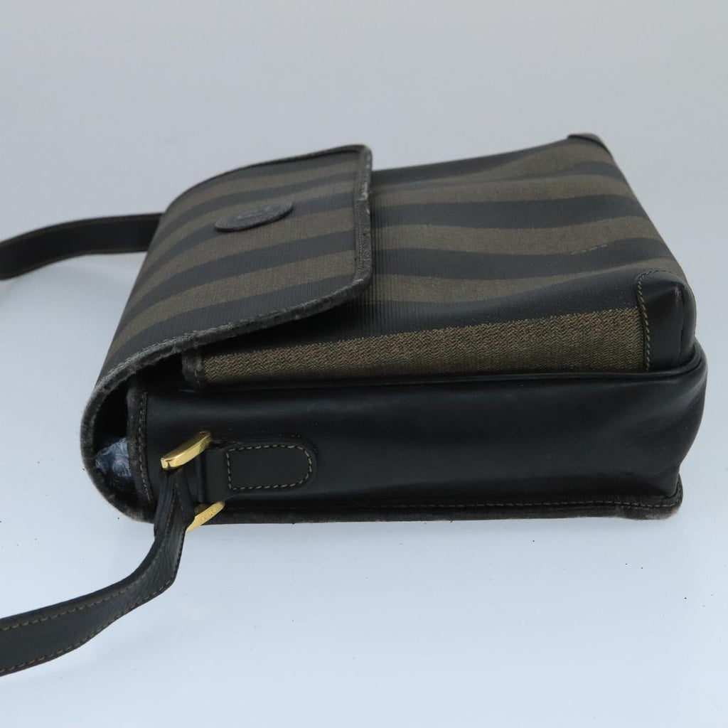 FENDI Pecan Canvas Shoulder Bag Brown Black bs20143