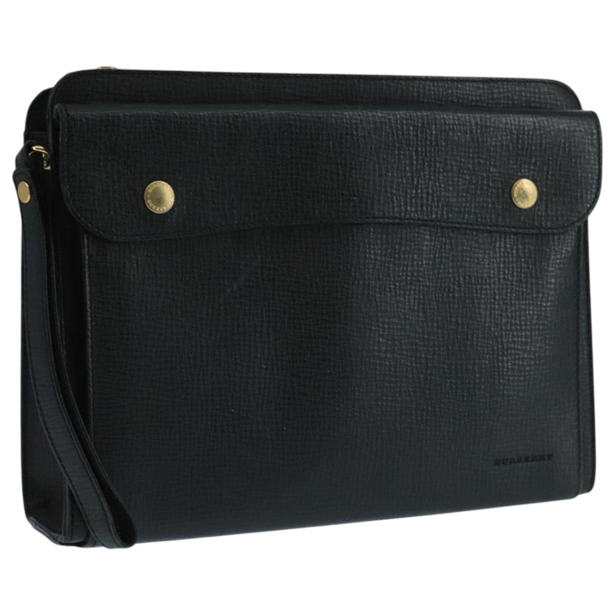 BURBERRY Clutch Bag Leather Black Gold bs20738