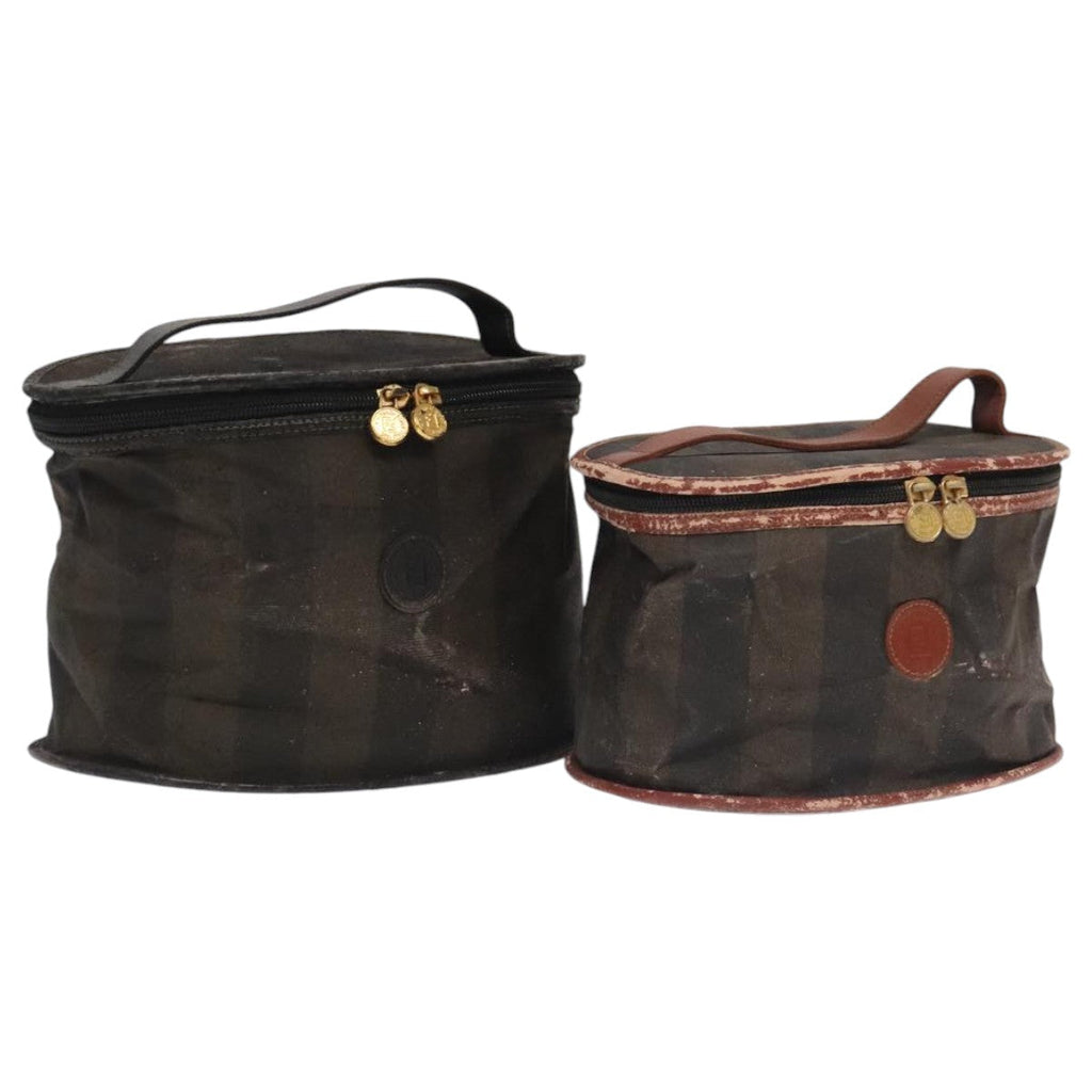 FENDI Pecan Canvas Vanity Pouch 2Set Black Brown bs20764