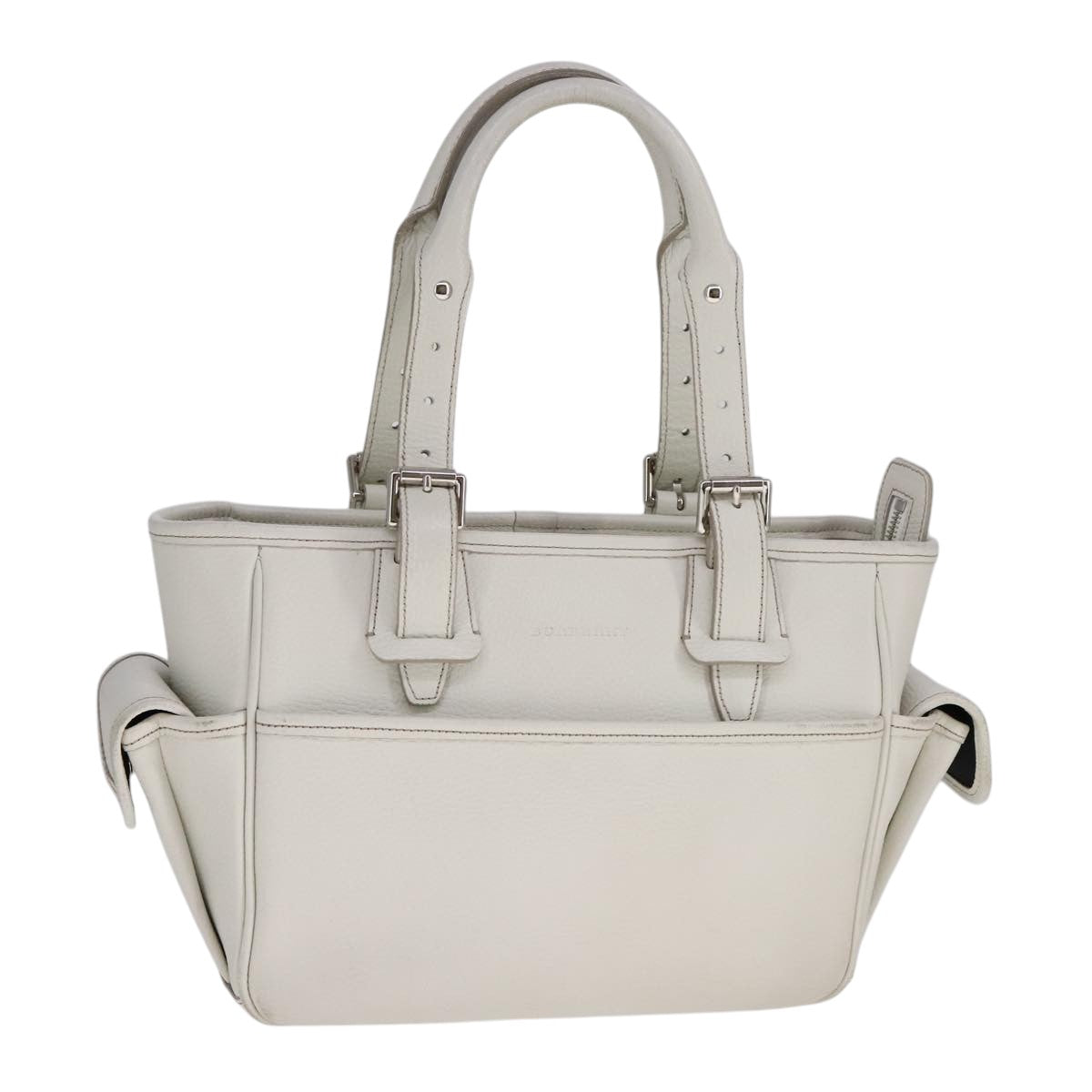 BURBERRY Hand Bag Leather White Silver bs21997