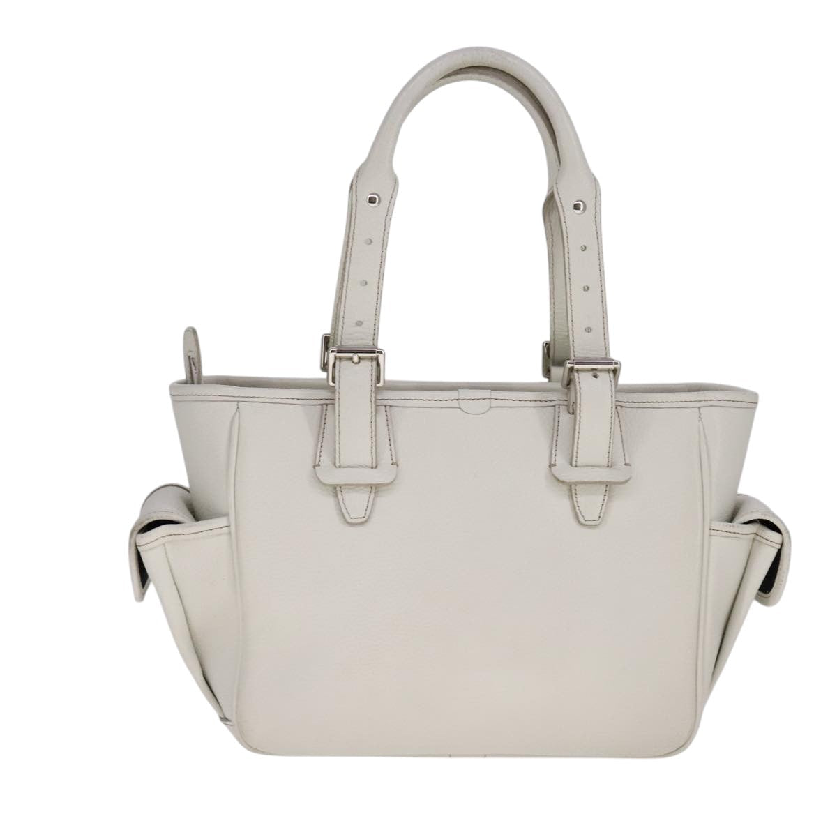 BURBERRY Hand Bag Leather White Silver bs21997