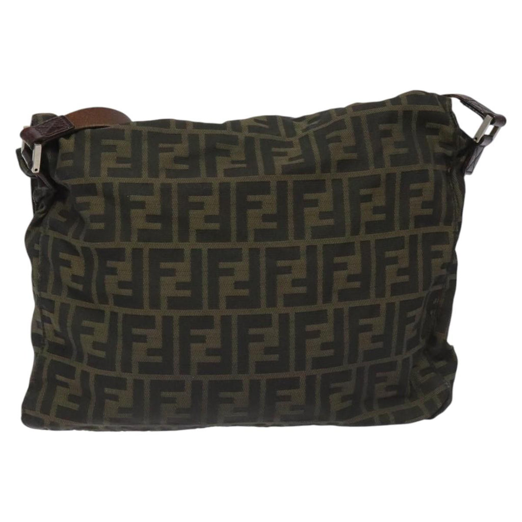 FENDI Zucca Canvas Shoulder Bag Brown Black Silver bs22190