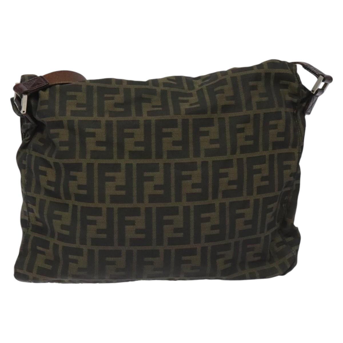 FENDI Zucca Canvas Shoulder Bag Brown Black Silver bs22190