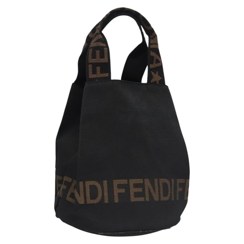 FENDI Hand Bag Nylon Brown Black Silver bs22947
