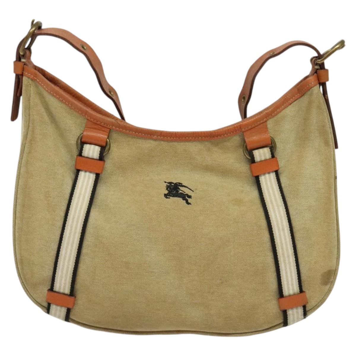 BURBERRY Blue Label Shoulder Bag Canvas Beige Gold bs23029