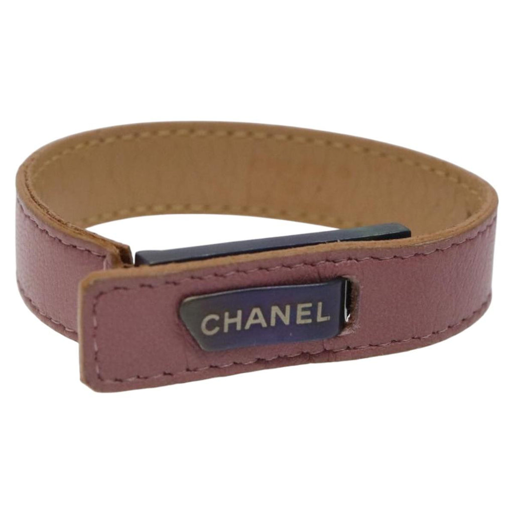 CHANEL Bracelet Leather Purple CC bs23239