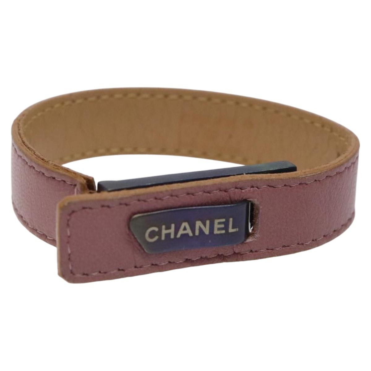 CHANEL Bracelet Leather Purple CC bs23239