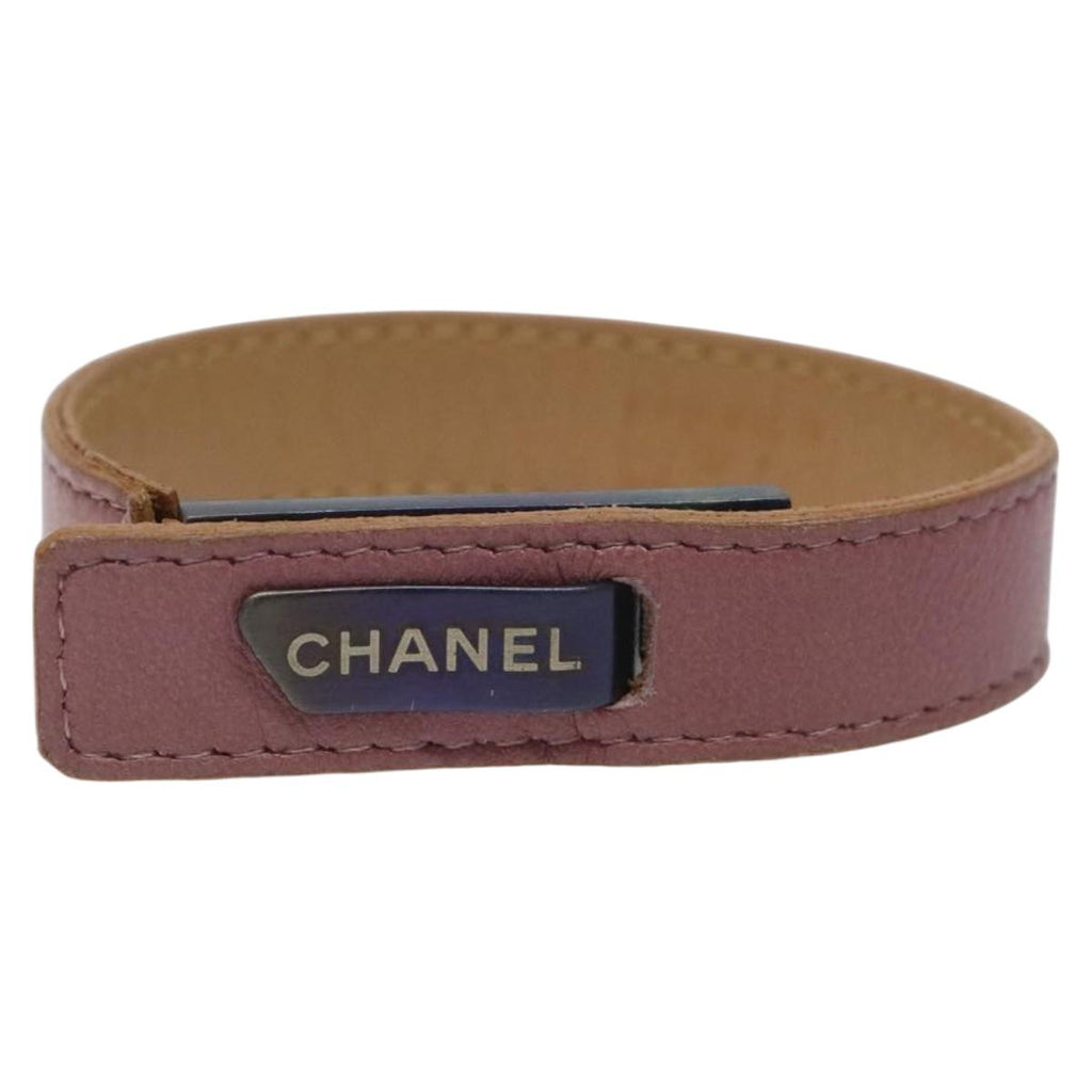 CHANEL Bracelet Leather Purple CC bs23239