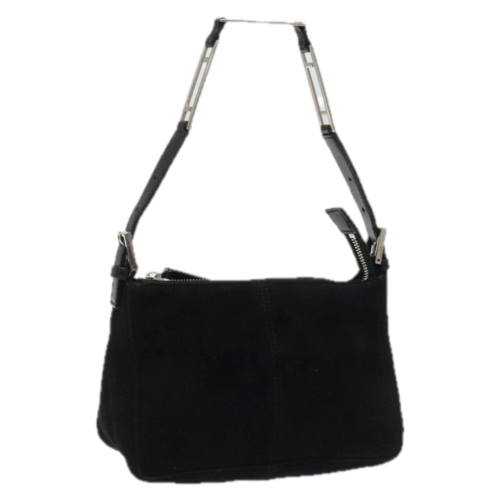 FENDI Hand Bag Suede Black Silver bs23619