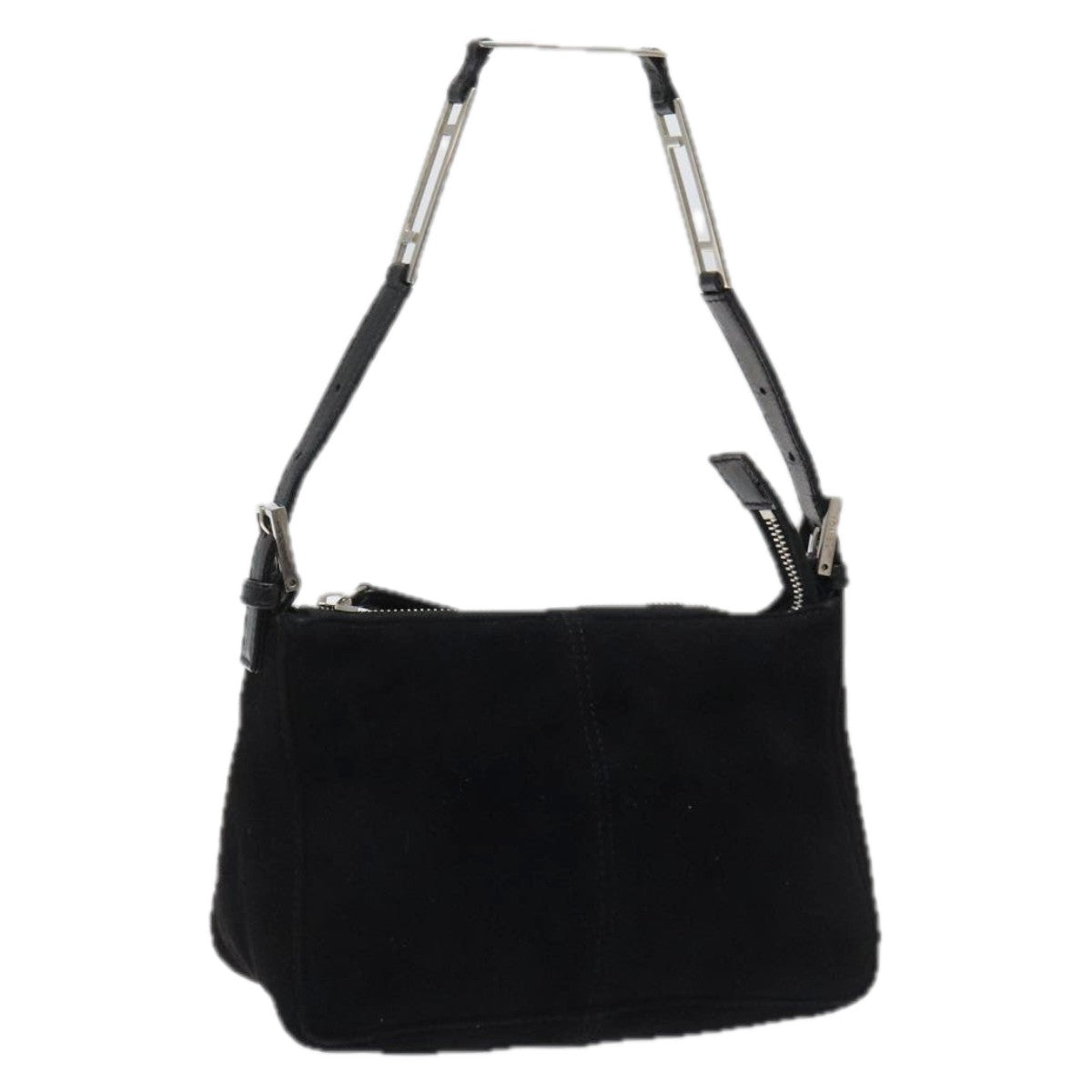 FENDI Hand Bag Suede Black Silver bs23619