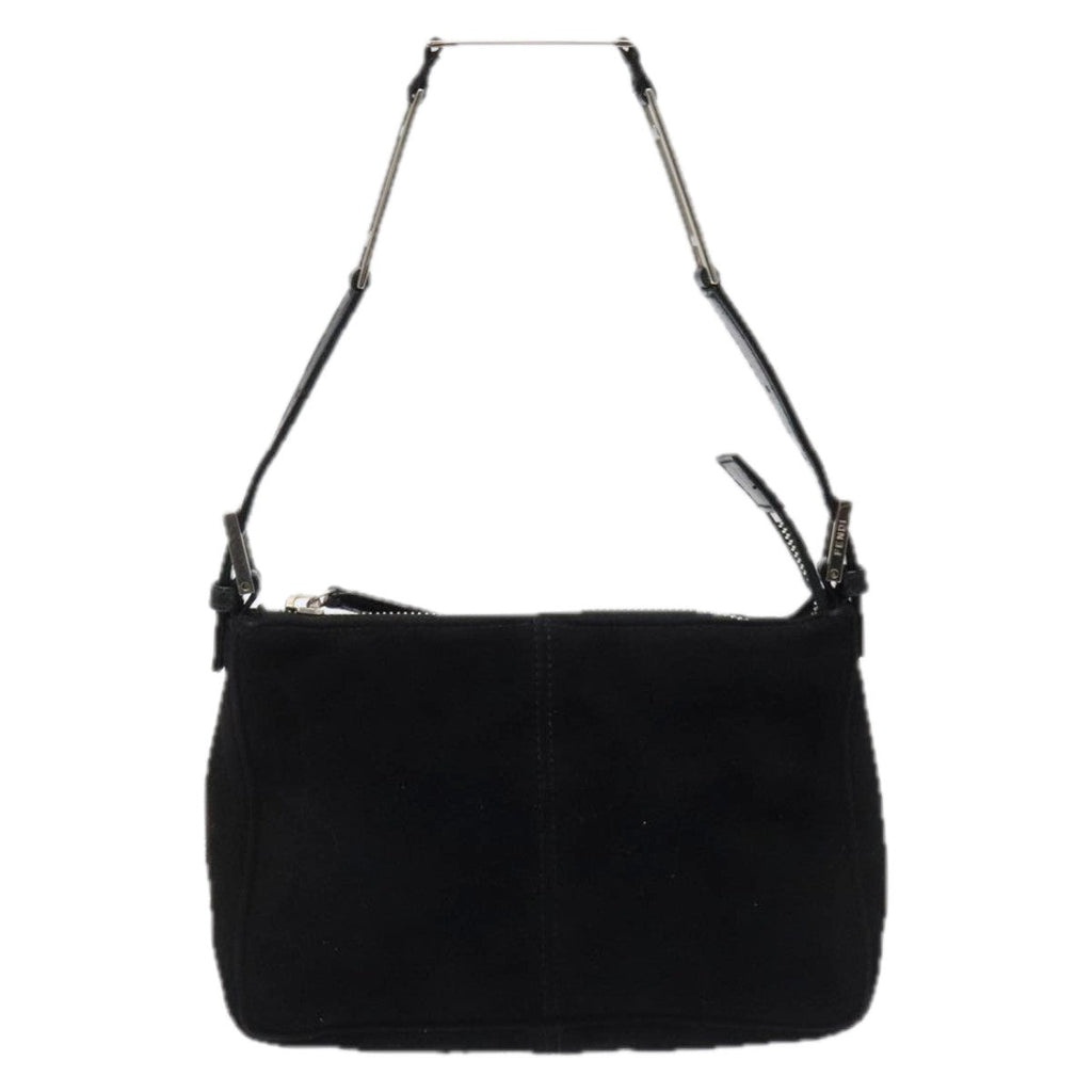 FENDI Hand Bag Suede Black Silver bs23619