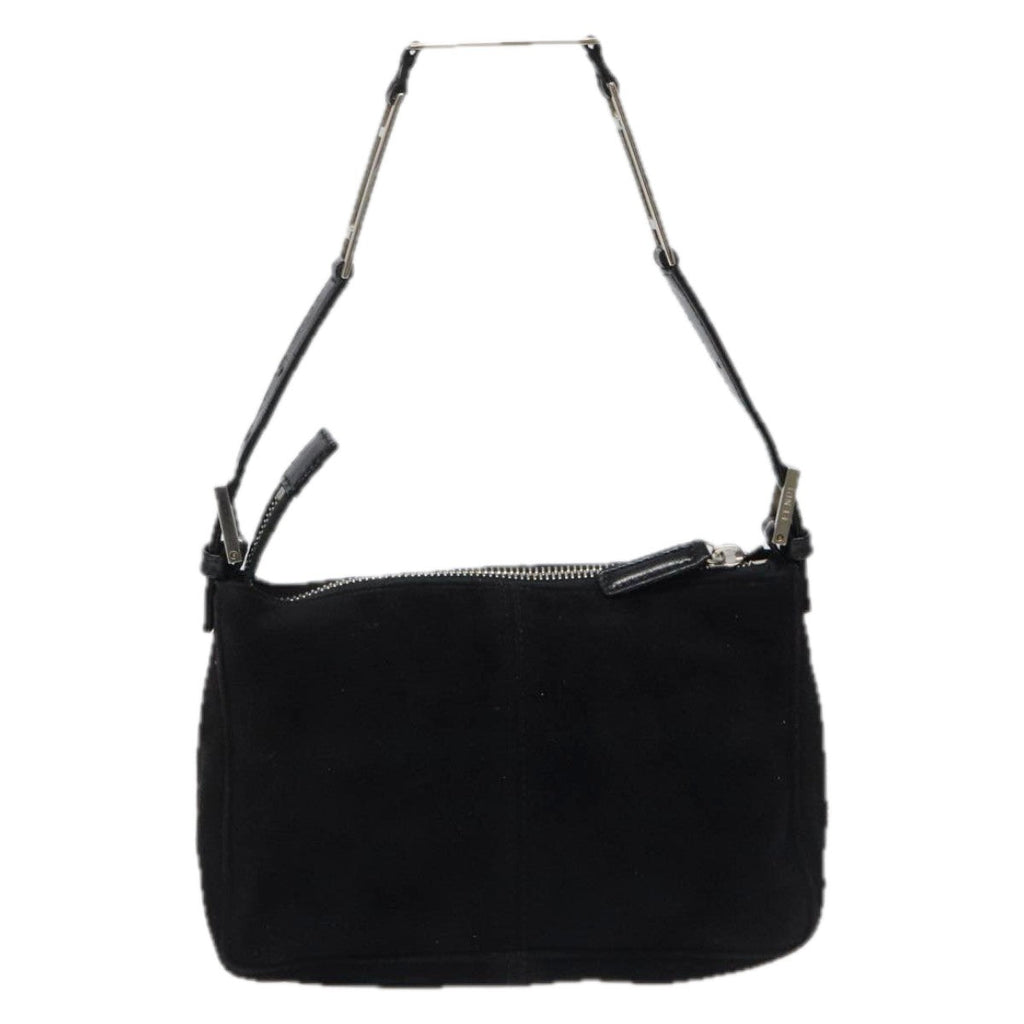 FENDI Hand Bag Suede Black Silver bs23619