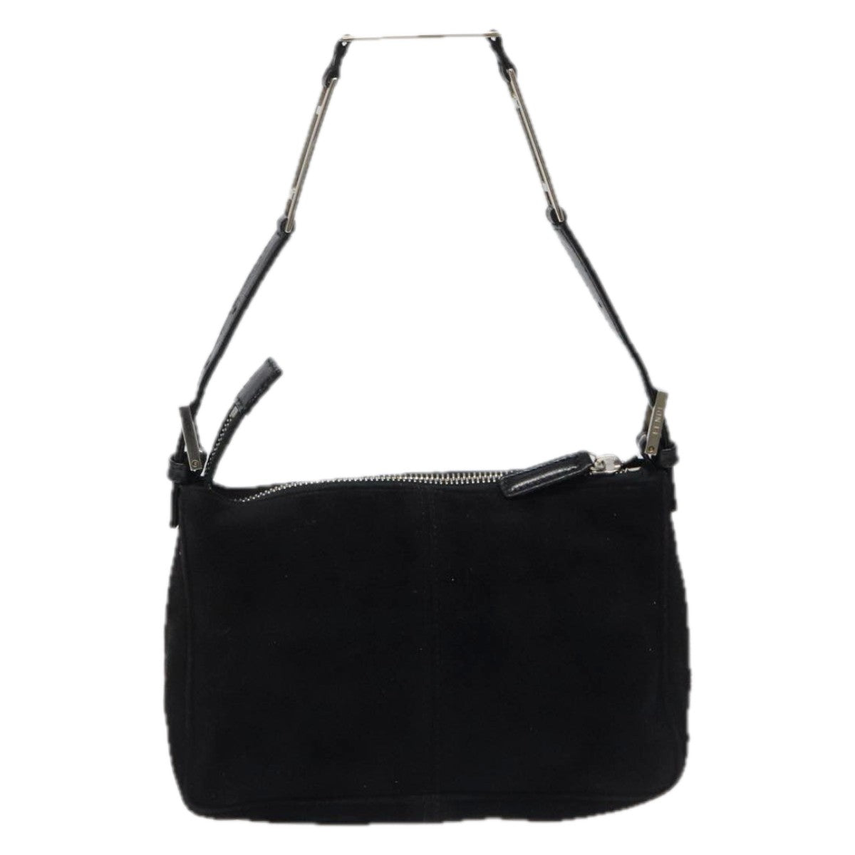 FENDI Hand Bag Suede Black Silver bs23619