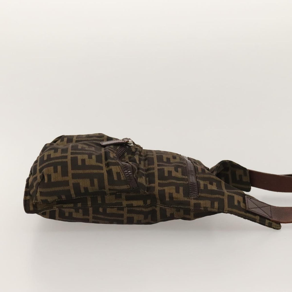 FENDI Zucca Canvas Shoulder Bag Black Brown Silver bs24205