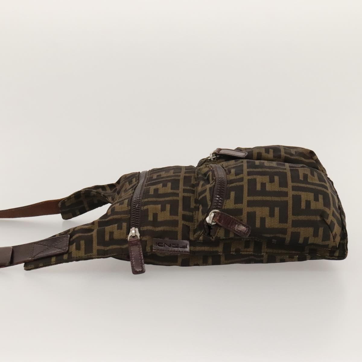 FENDI Zucca Canvas Shoulder Bag Black Brown Silver bs24205