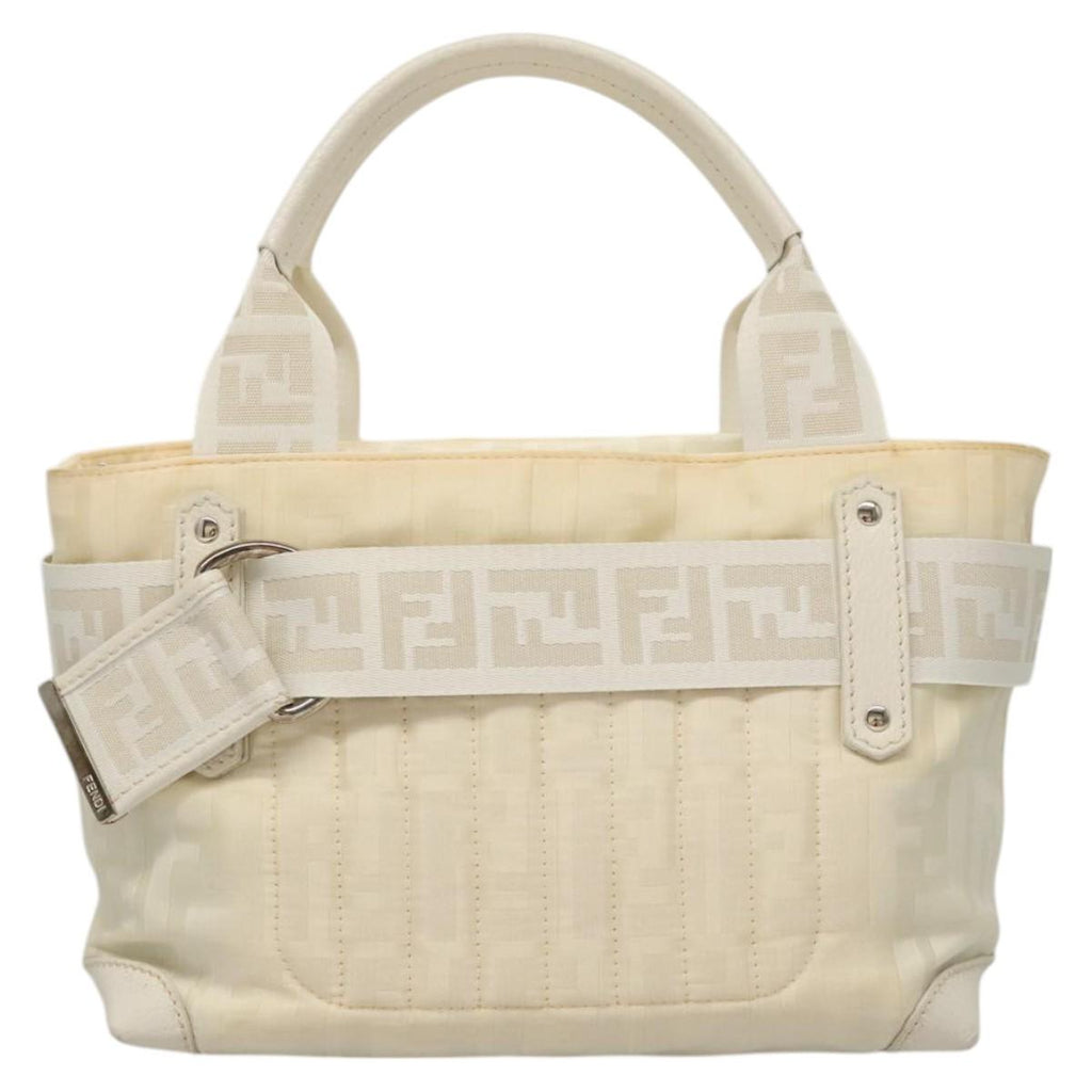 FENDI Hand Bag Nylon White Silver bs24206