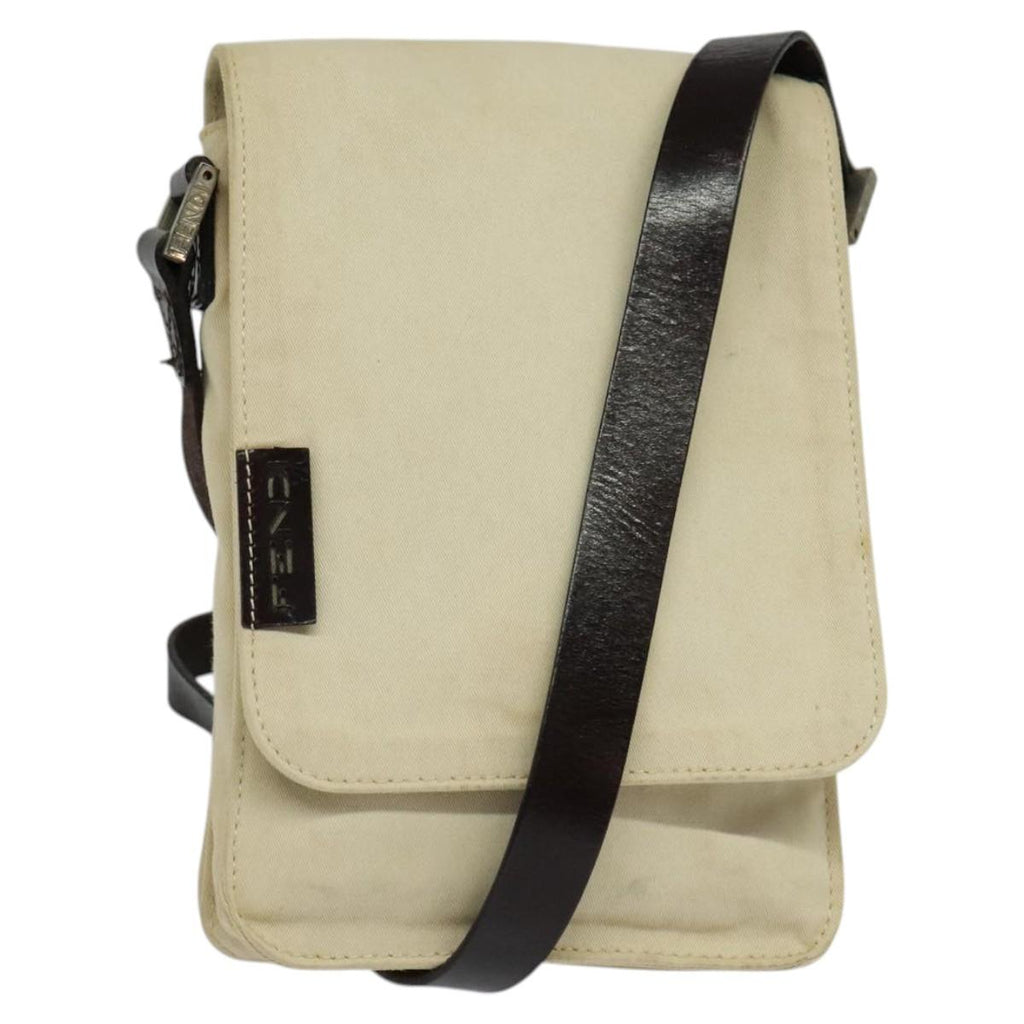 FENDI Shoulder Bag Canvas White Silver bs24336