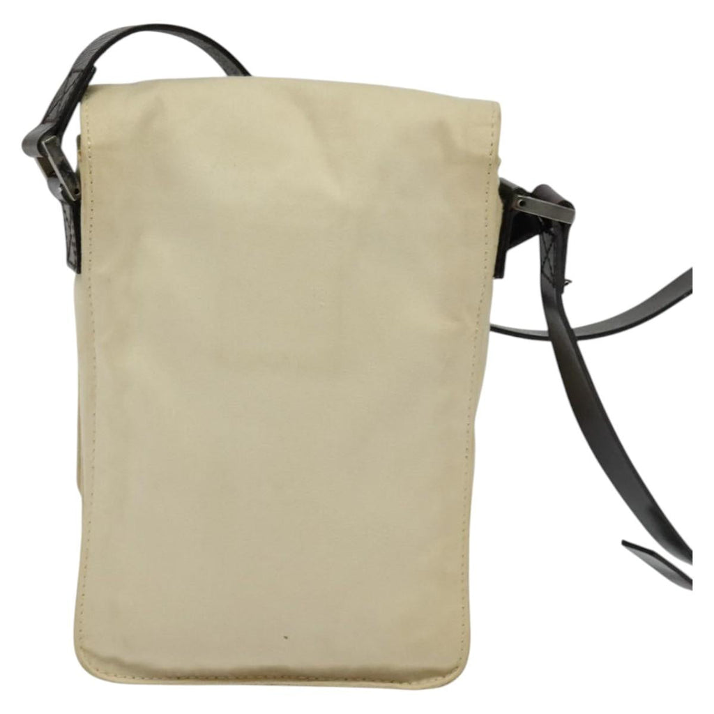 FENDI Shoulder Bag Canvas White Silver bs24336