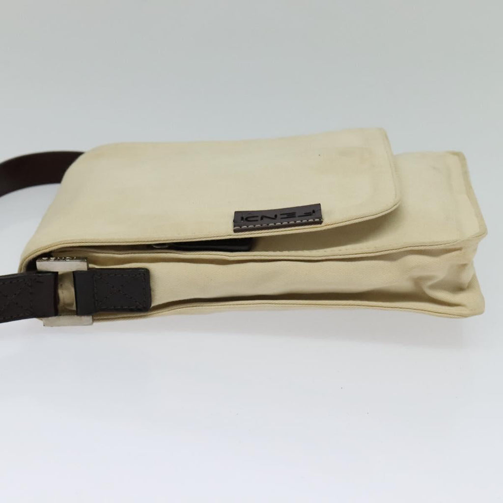 FENDI Shoulder Bag Canvas White Silver bs24336