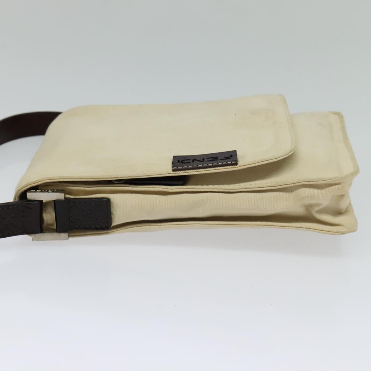 FENDI Shoulder Bag Canvas White Silver bs24336